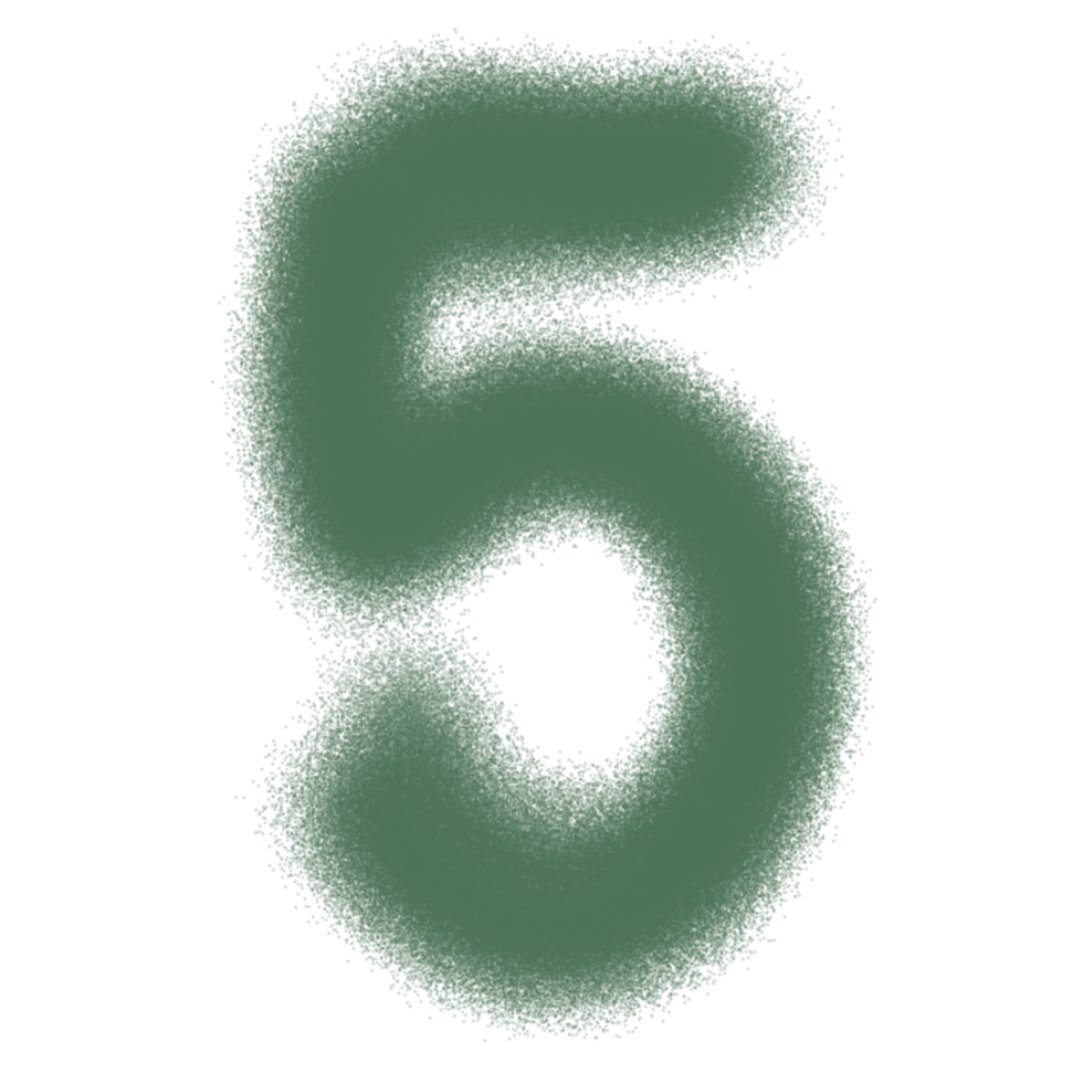 Five font green number icon on transparent background. png