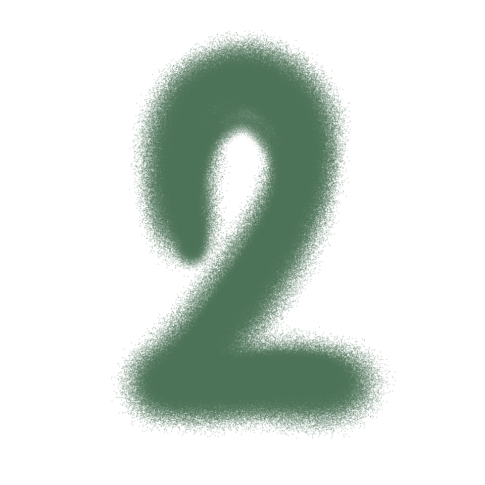 Two font green number icon on transparent background. png