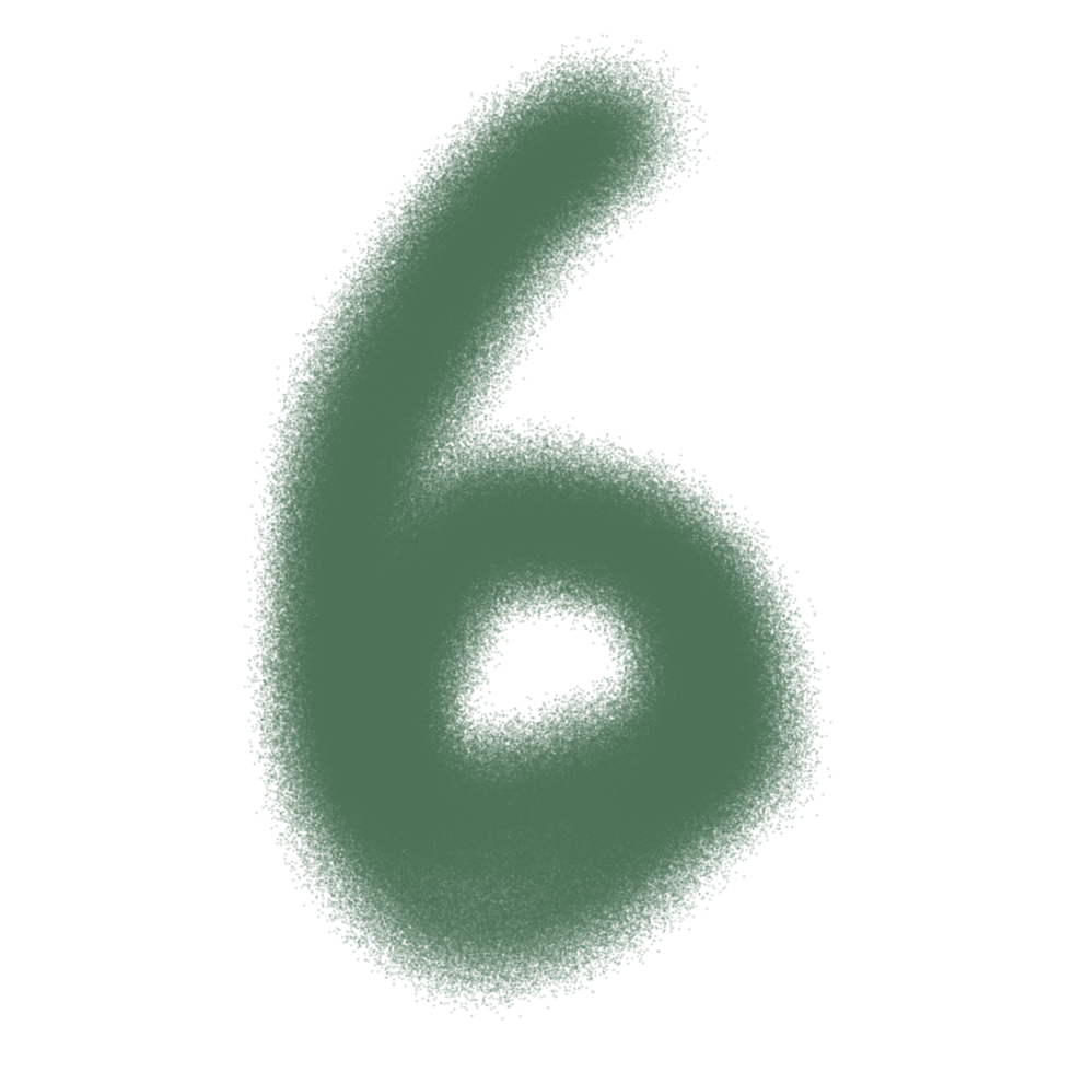 Six font green number icon on transparent background. png