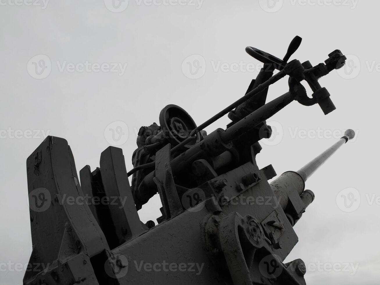 Gray Large-Caliber Ship Gun Isolated On White photo