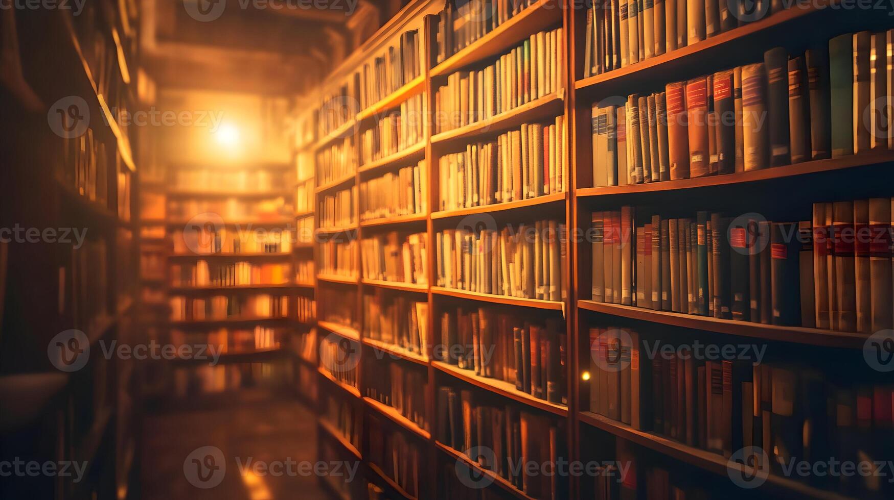 A library scene with rows of aged books placed on shelves, creating an atmosphere of history photo
