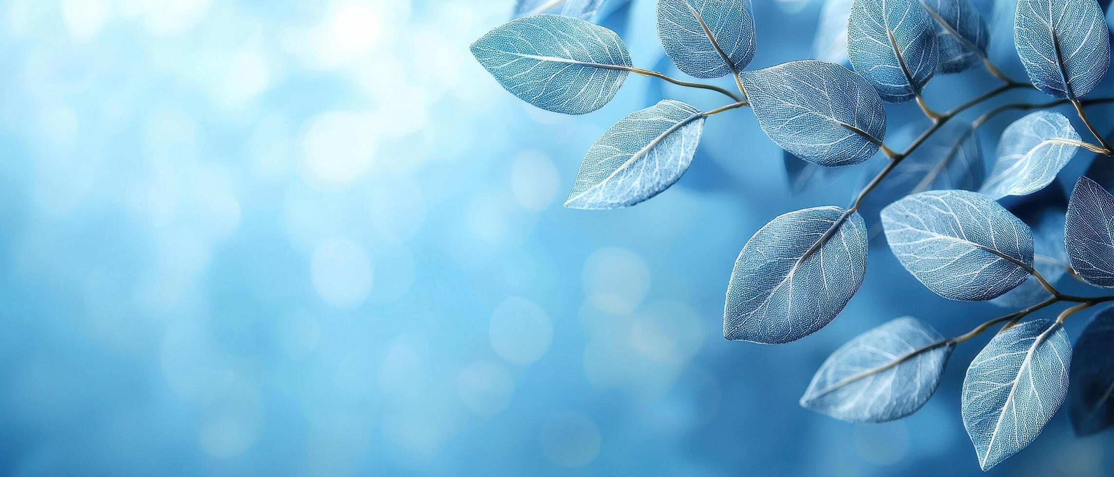 Serene nature scene with blue-toned leaves natural environment close-up view tranquility concept photo