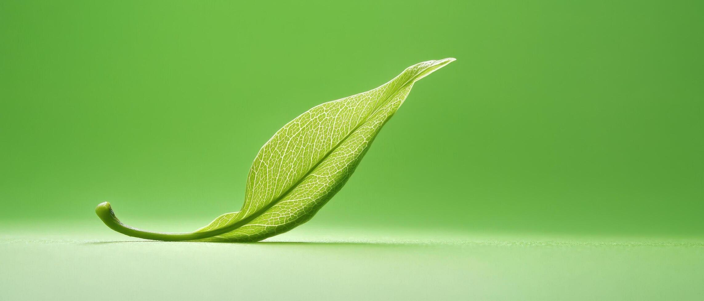 Leaf unfurling on a plant close-up shot nature green background macro view growth concept photo