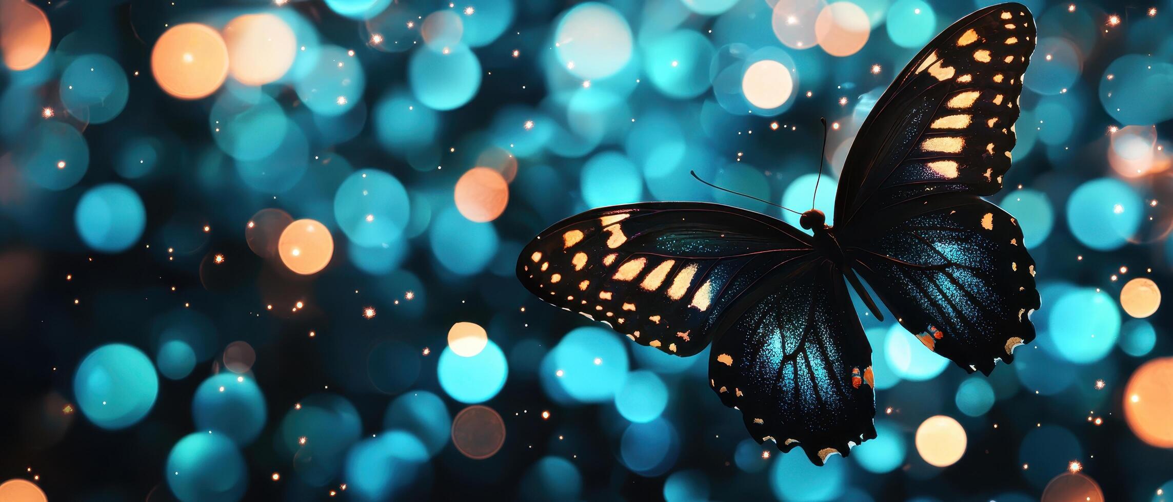 Butterfly in flight nighttime garden nature photography bokeh background close-up ethereal beauty photo