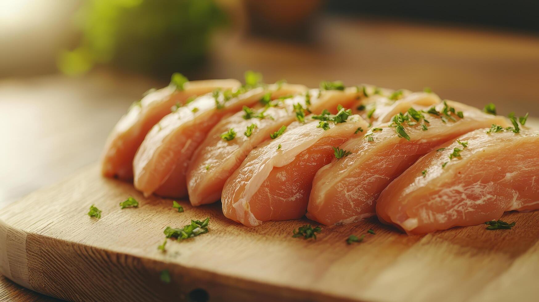 Steaming fresh chicken breasts kitchen counter food photography natural light close-up culinary art photo