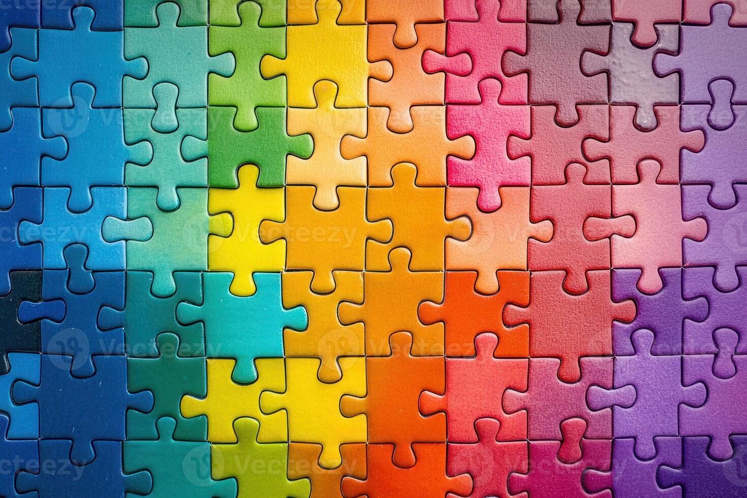 Colorful puzzle pieces arranged in vibrant pattern, symbolizing unity and diversity photo