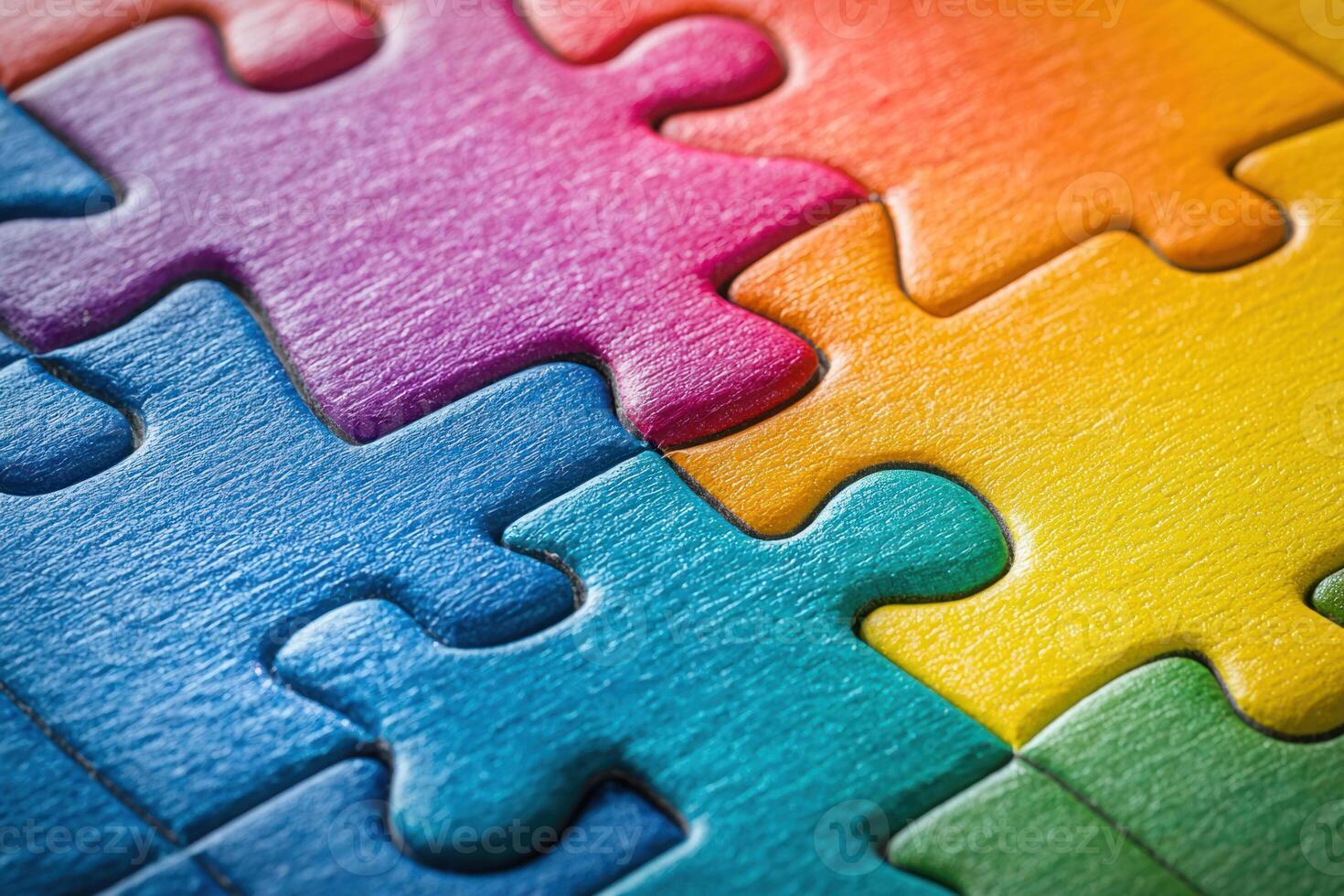 Colorful puzzle pieces fitting together, symbolizing unity and pride photo
