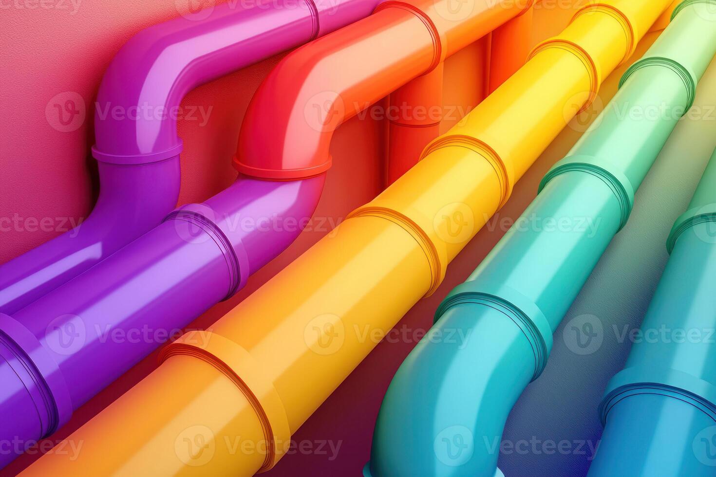 Rainbow gradient flowing through interconnected pipes, symbolizing unity and creativity photo