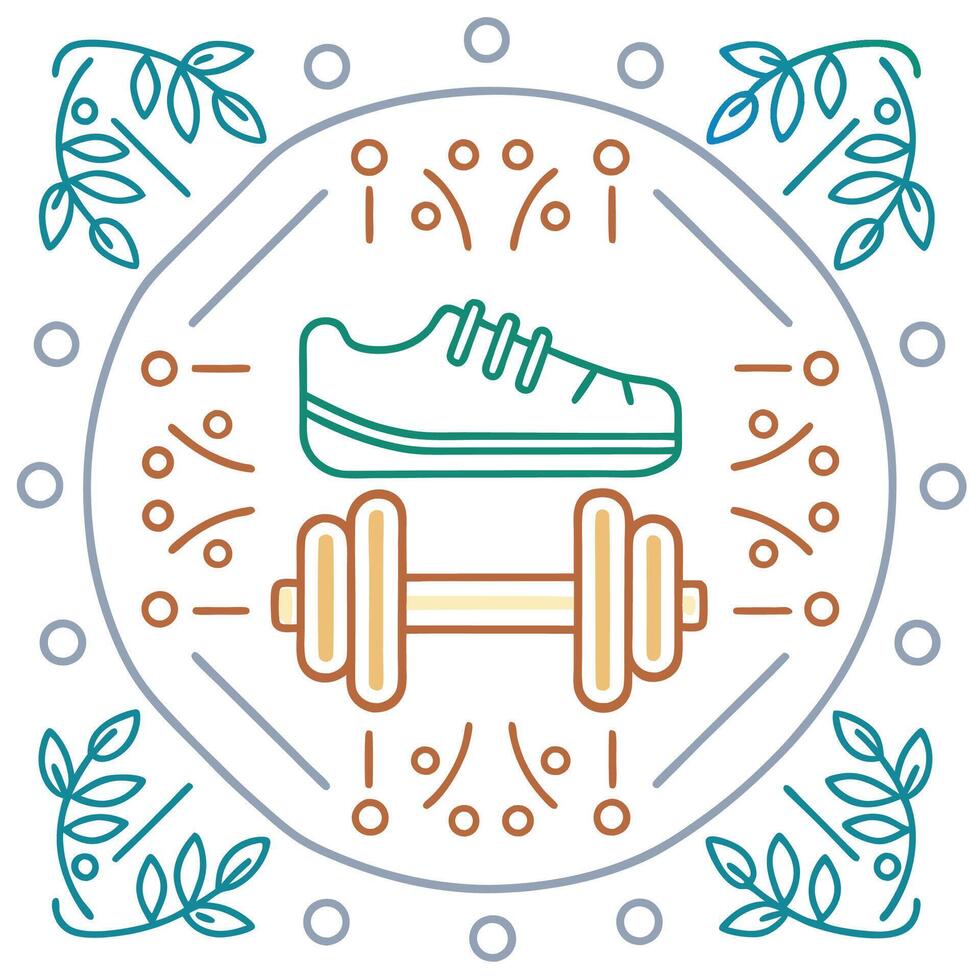 Healthy lifestyle icon with running shoes and dumbbell vector