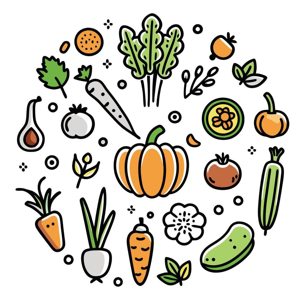 Colorful Vegetable Collection vector