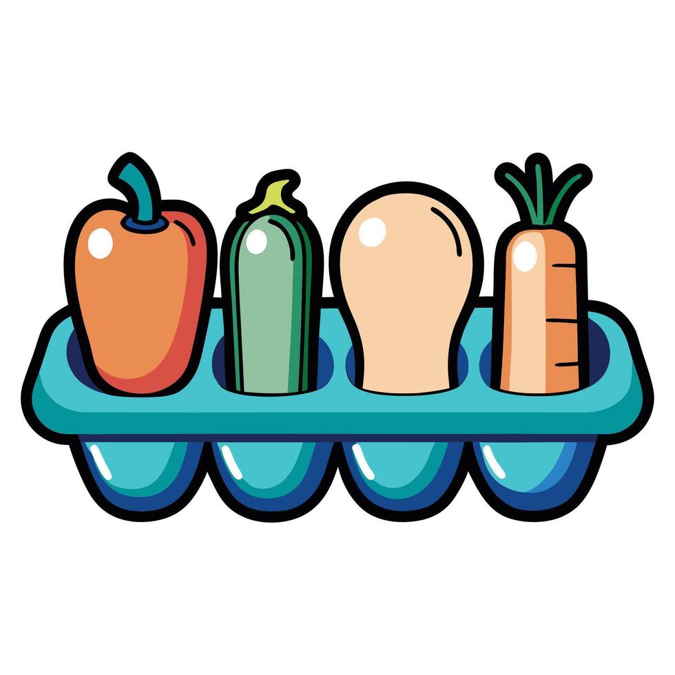 Colorful vegetables in an egg carton vector
