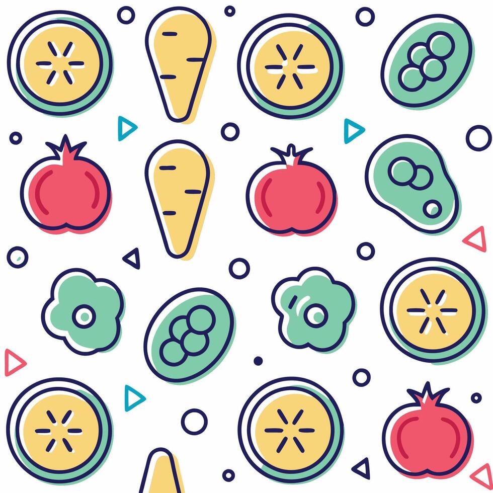 seamless pattern with vegetables and fruits vector