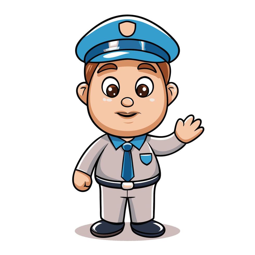 Cartoon police officer waving vector
