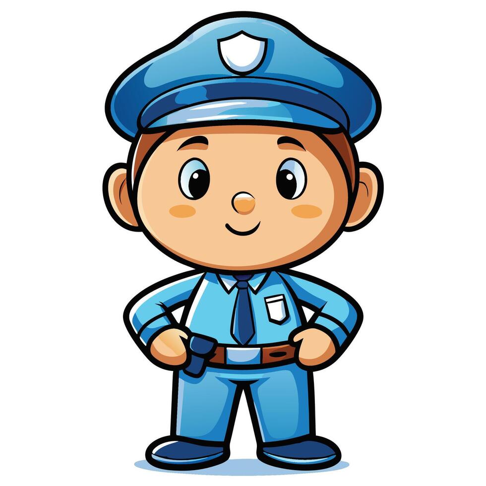 cartoon policeman illustration ON A WHITE BACKGROUND vector