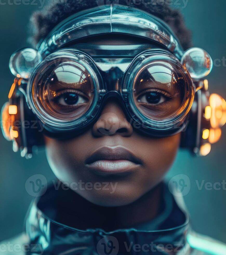 A young boy wearing goggles and a helmet photo