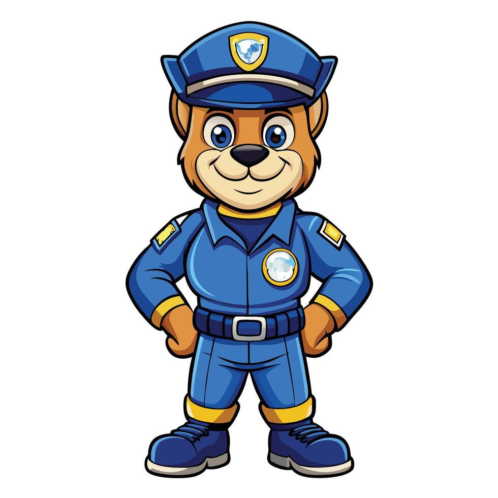 Cartoon police officer bear mascot vector