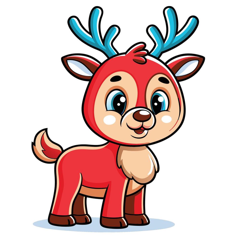 Cute cartoon reindeer with large eyes and antlers vector