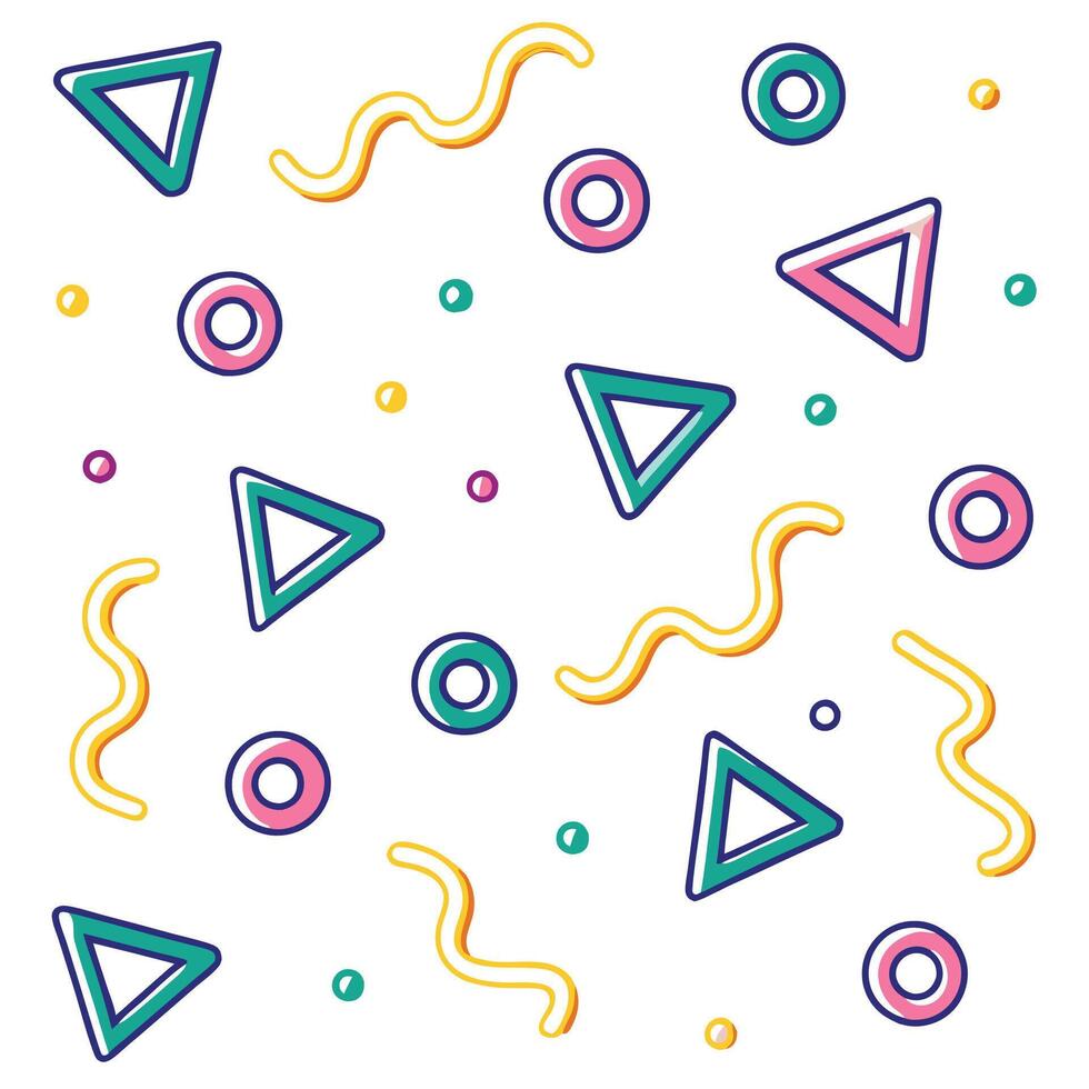 90s retro style pattern with triangles and circles vector