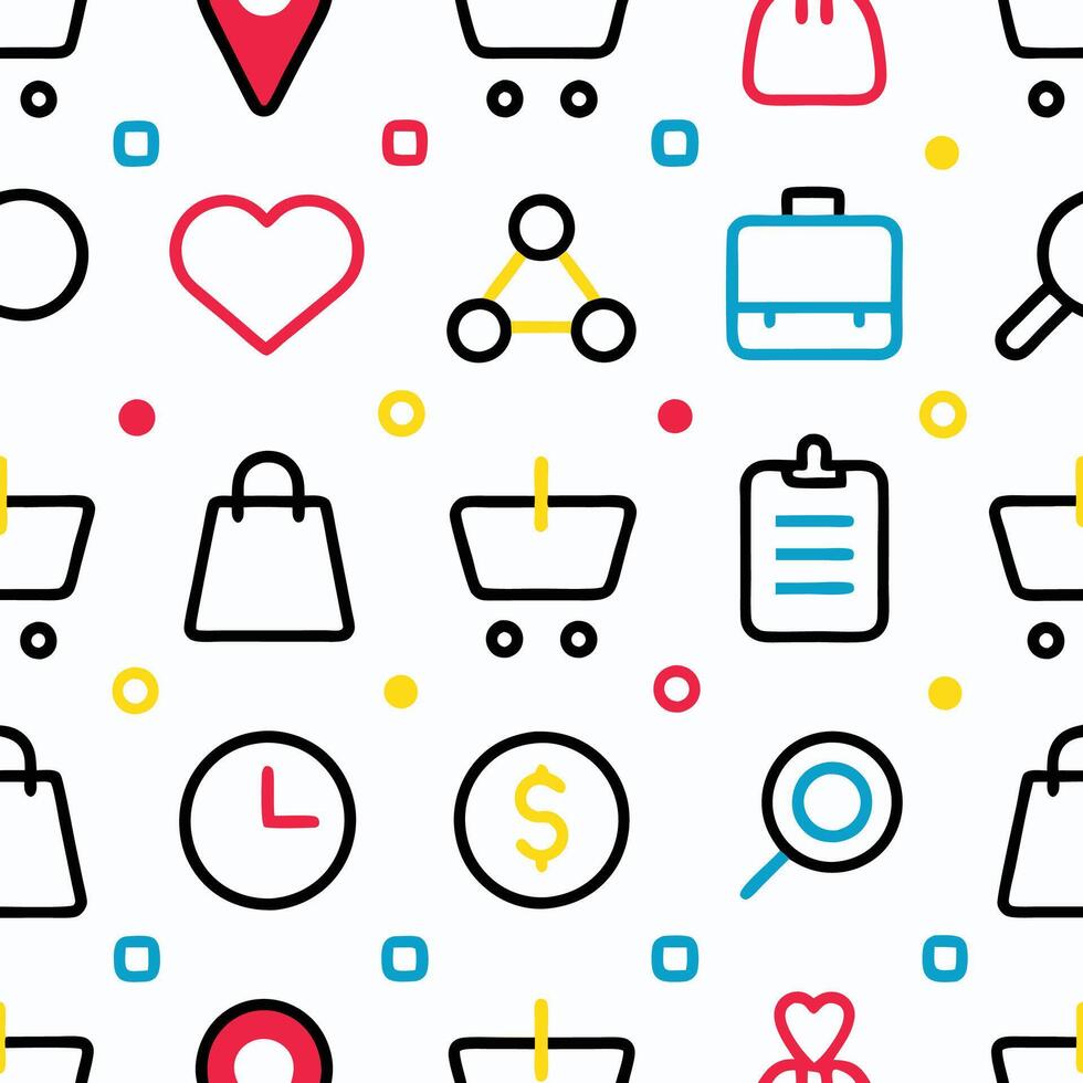 Abstract Pattern with Various Icons vector