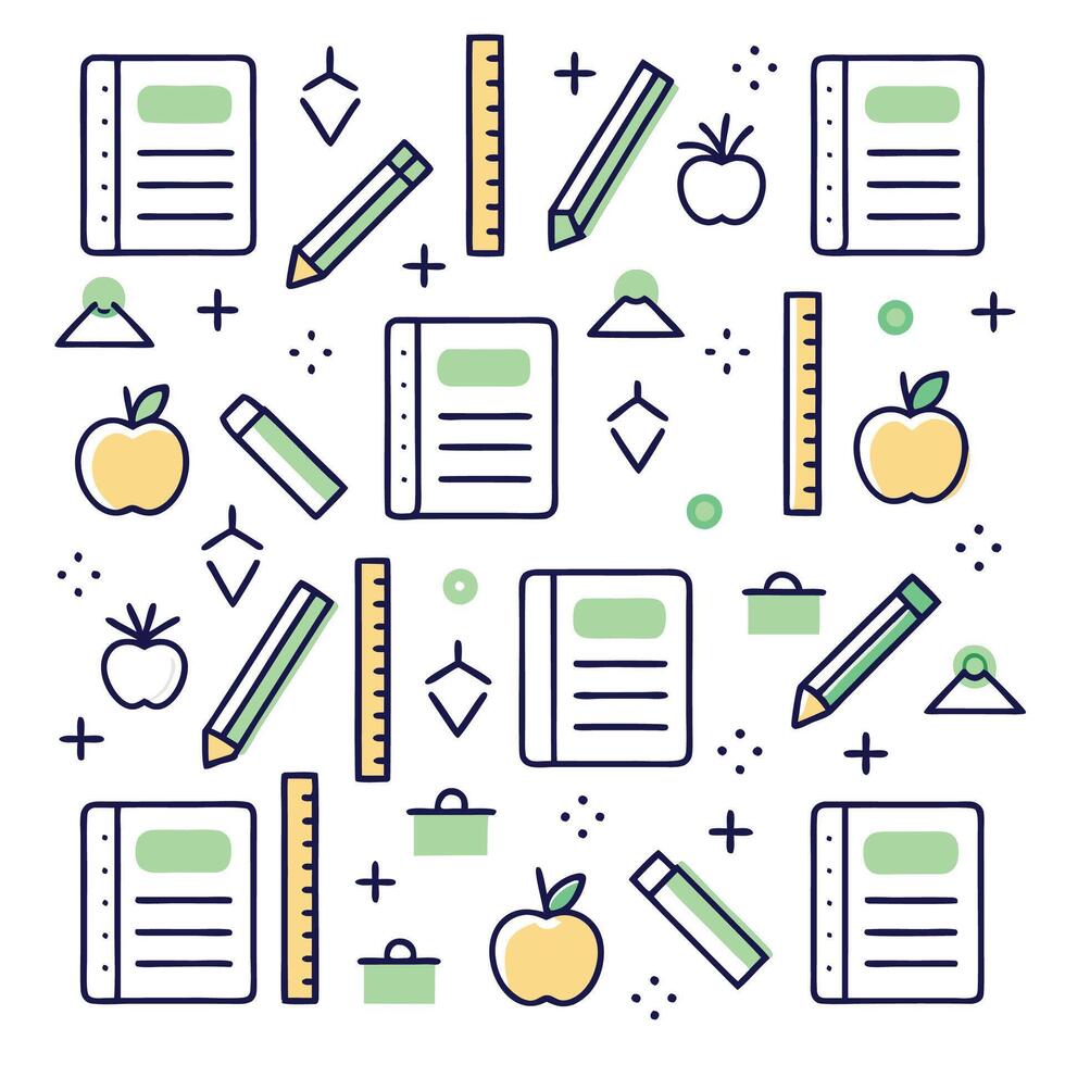 Back-to-School Supplies Pattern vector