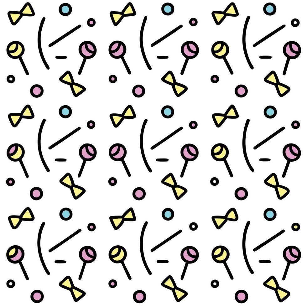Cute candy and bows pattern vector