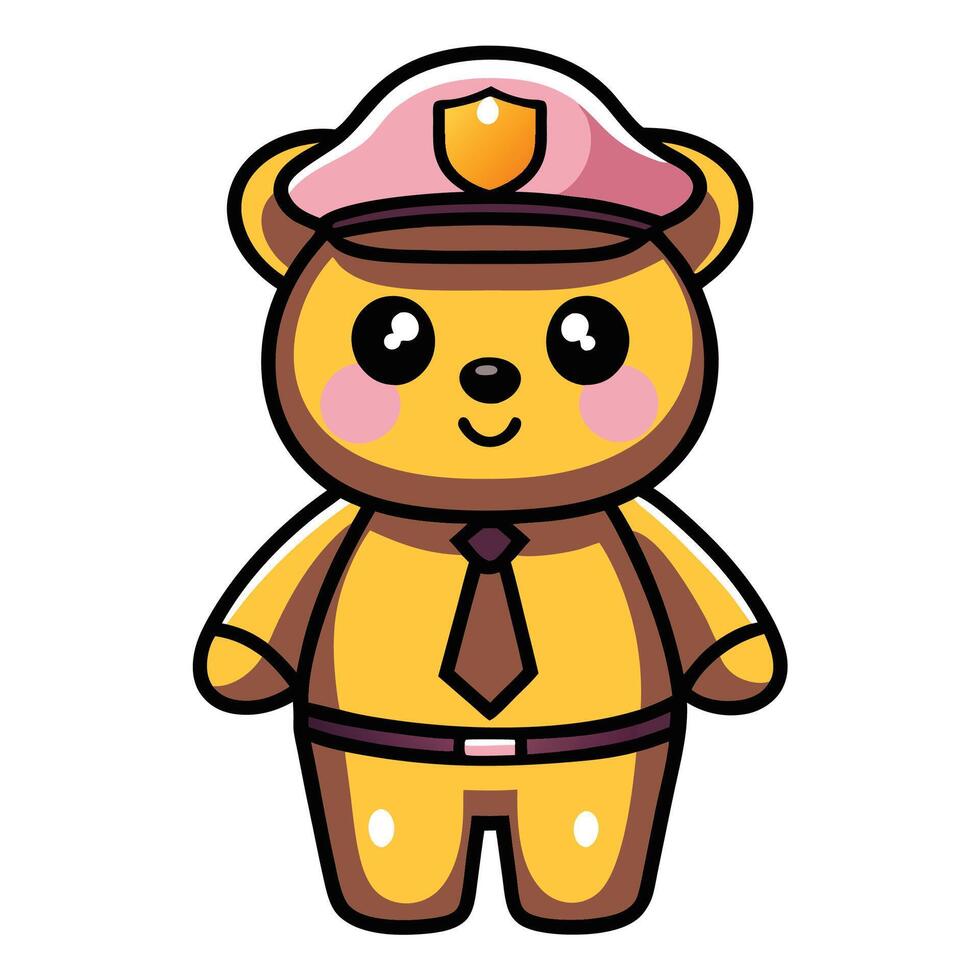 Cute bear police officer vector