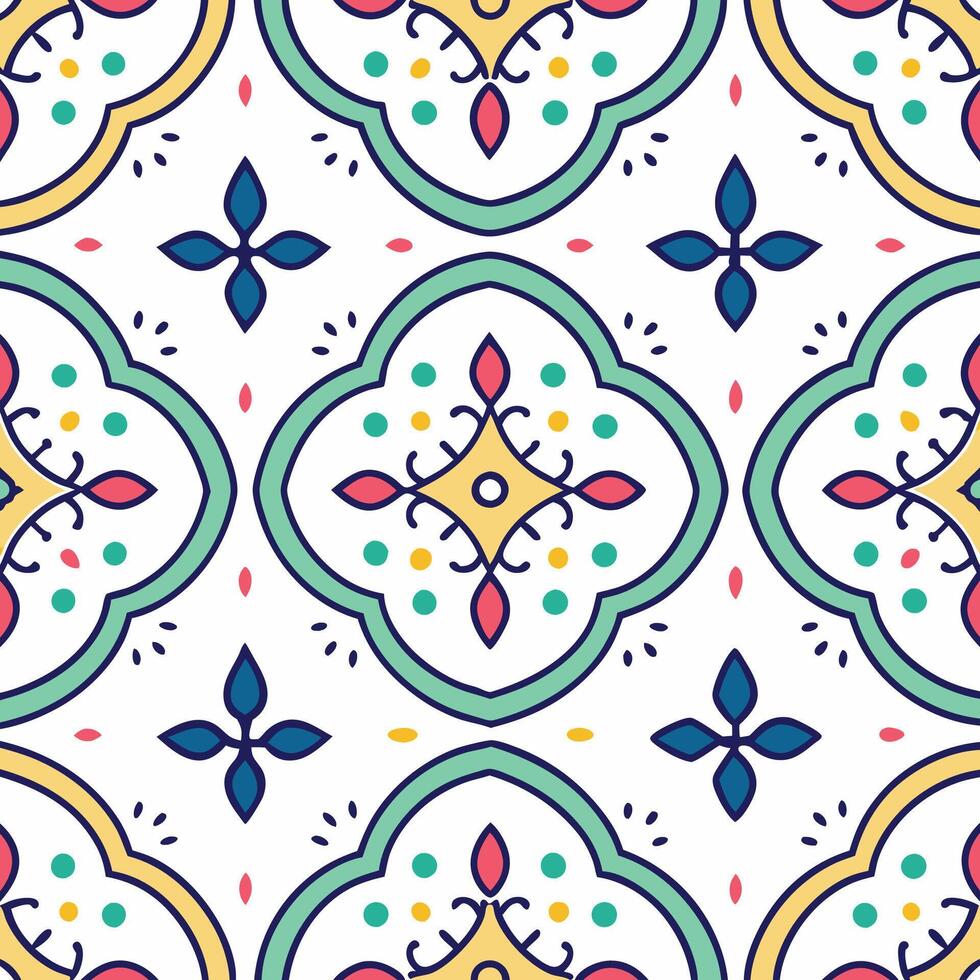 colorful tile pattern with geometric shapes vector