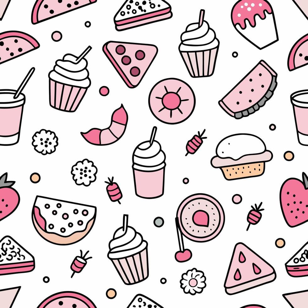 a seamless pattern with various food vector