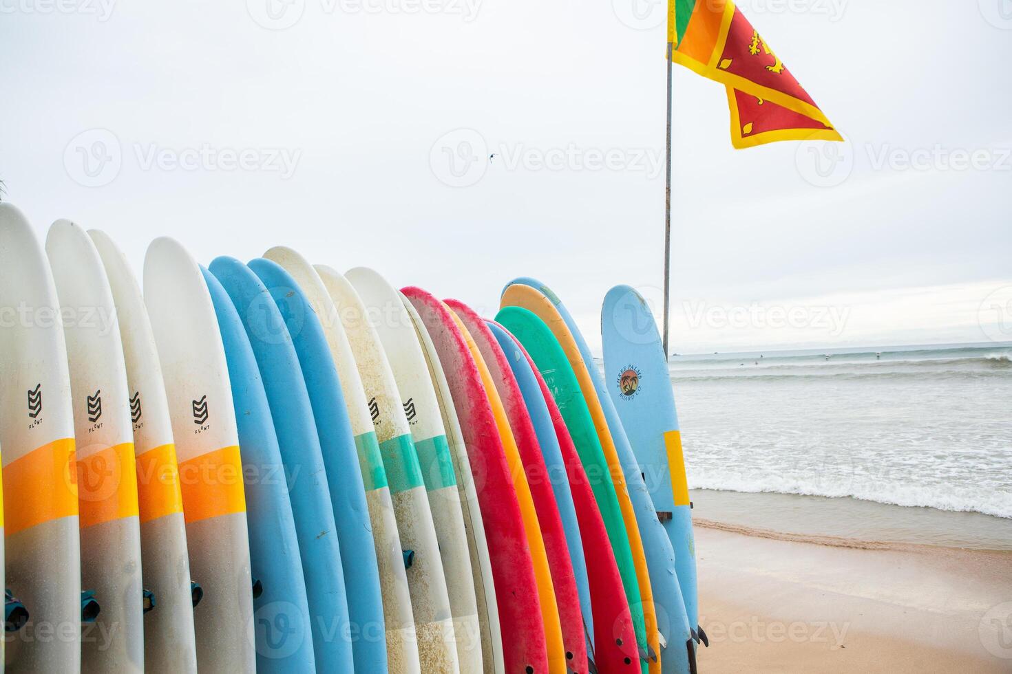 surfboards are prepared for surfing in sri lanka, asia. photo