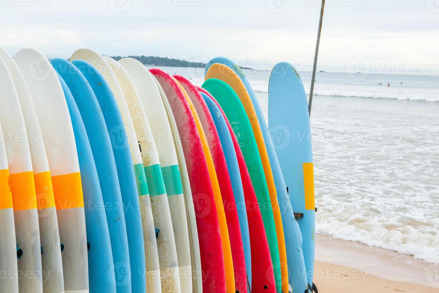 surfboards are prepared for surfing in sri lanka, asia photo