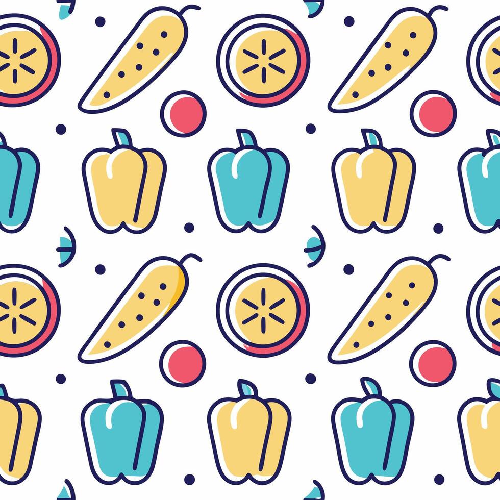 seamless pattern with colorful vegetables and fruits vector