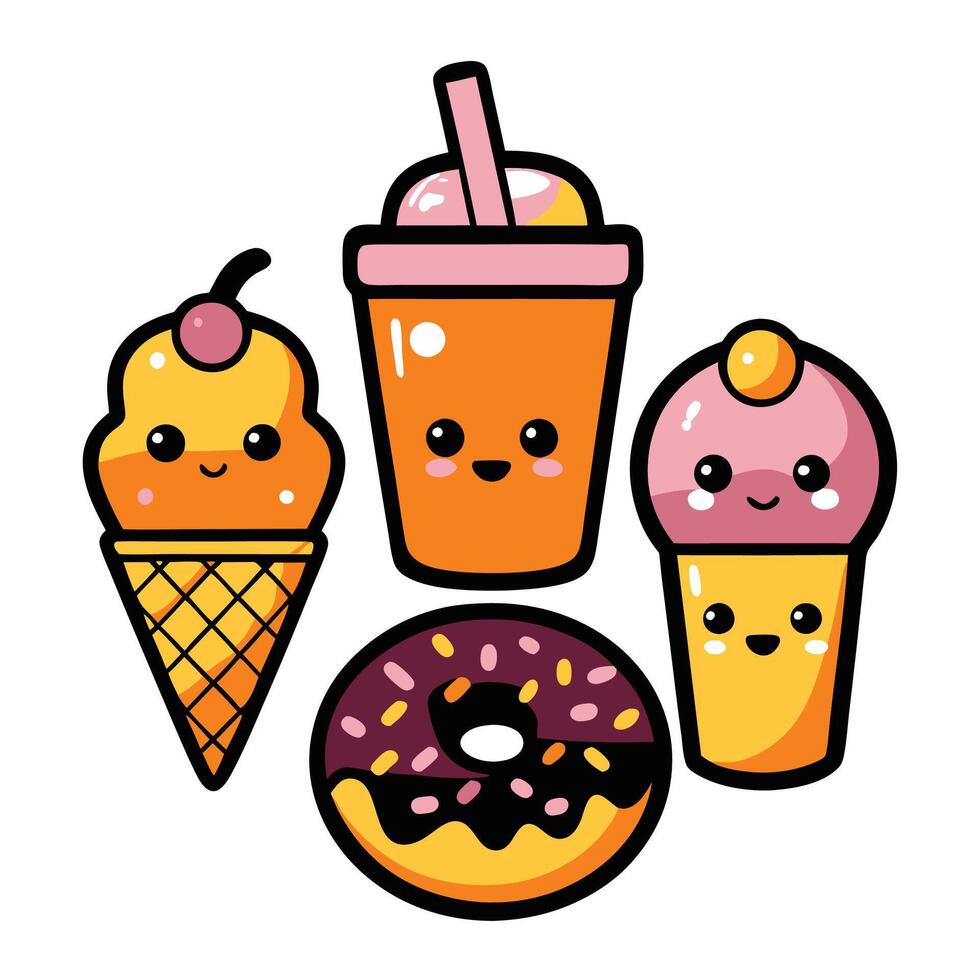 Cute Cartoon Food Collection vector