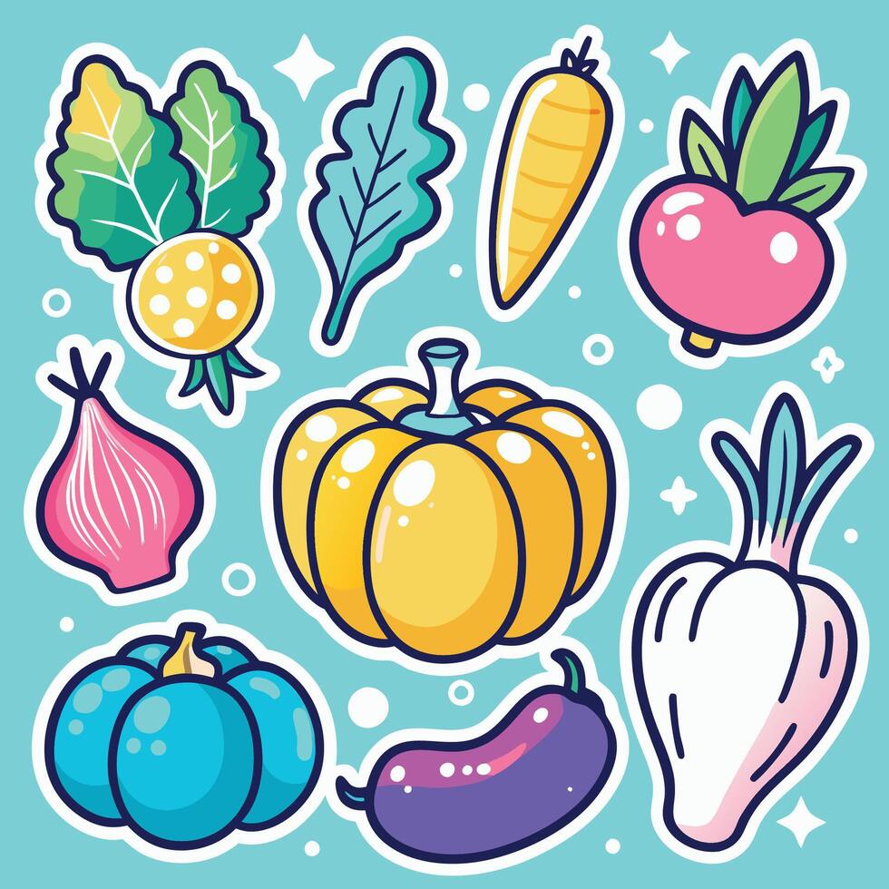 set of vegetables and fruits illustration vector