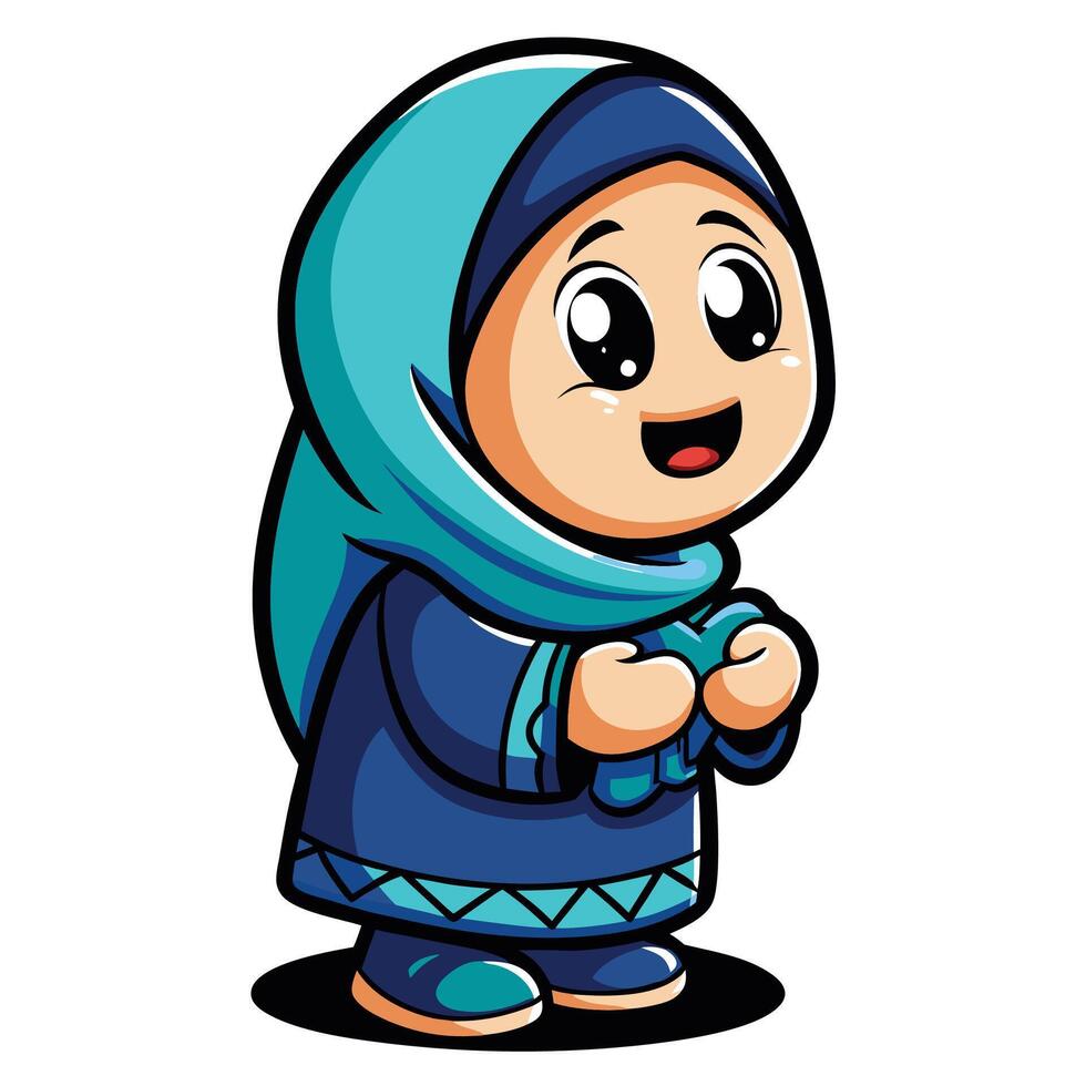 Cartoon girl in a hijab vector