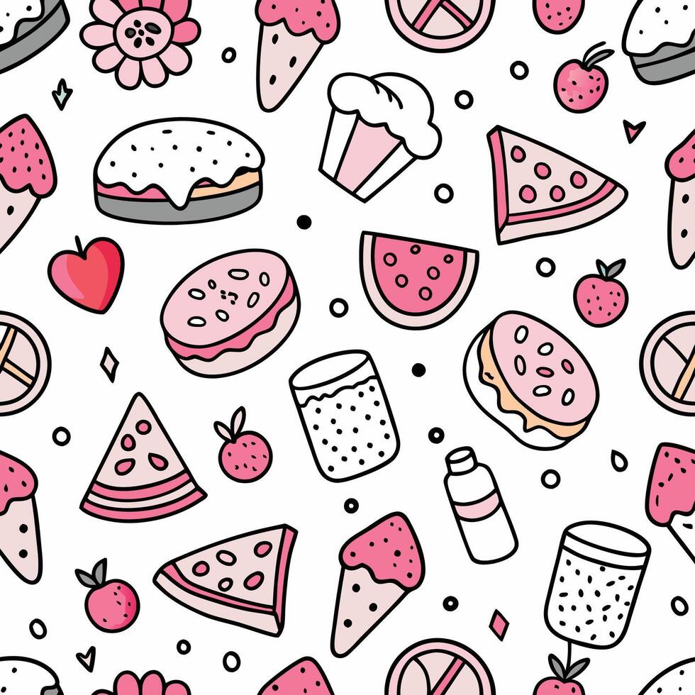 a seamless pattern with food ON A WHITE BACKGROUND ON A WHITE BACKGROUND vector