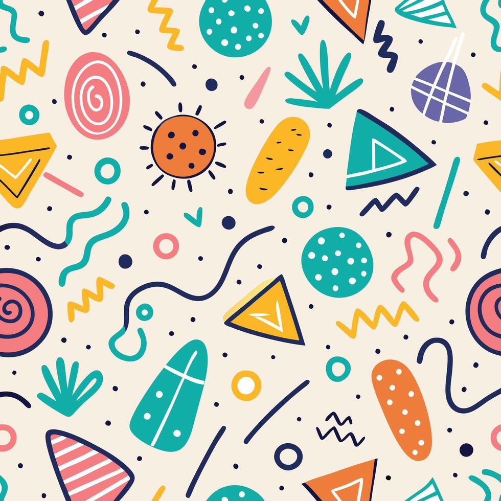 Abstract colorful pattern with various shapes vector