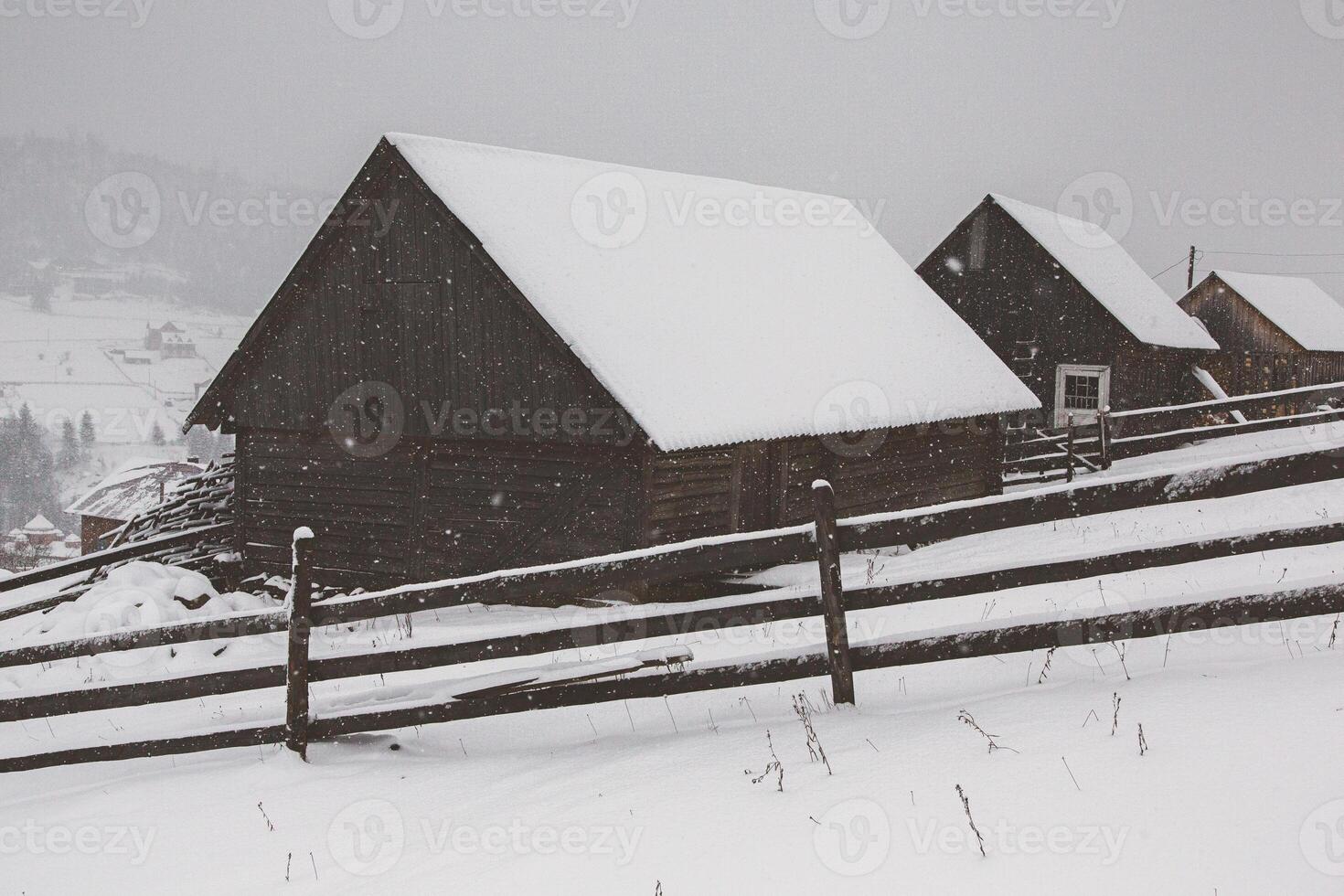 Snowy Winter Wonderland in Ukraine Countryside photo