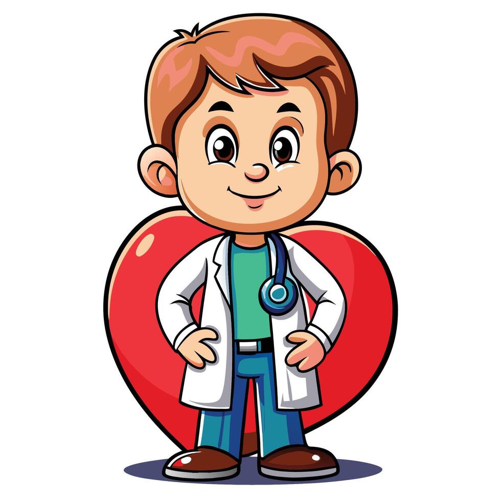 Cartoon doctor with heart vector