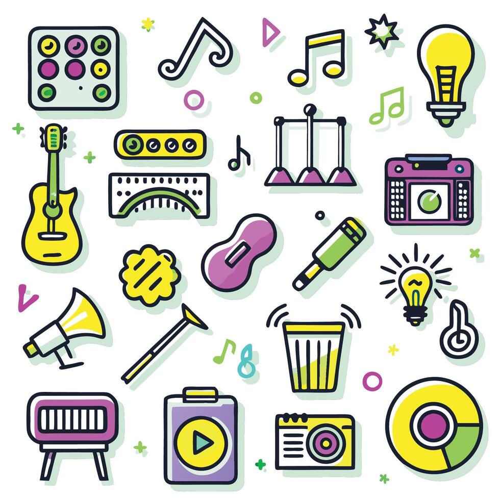 Creative Music and Audio Visual Icons vector