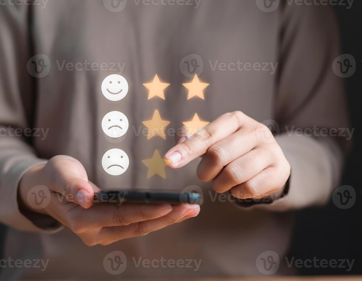 Businessman Analyzing Customer Feedback on a Digital Dashboard photo