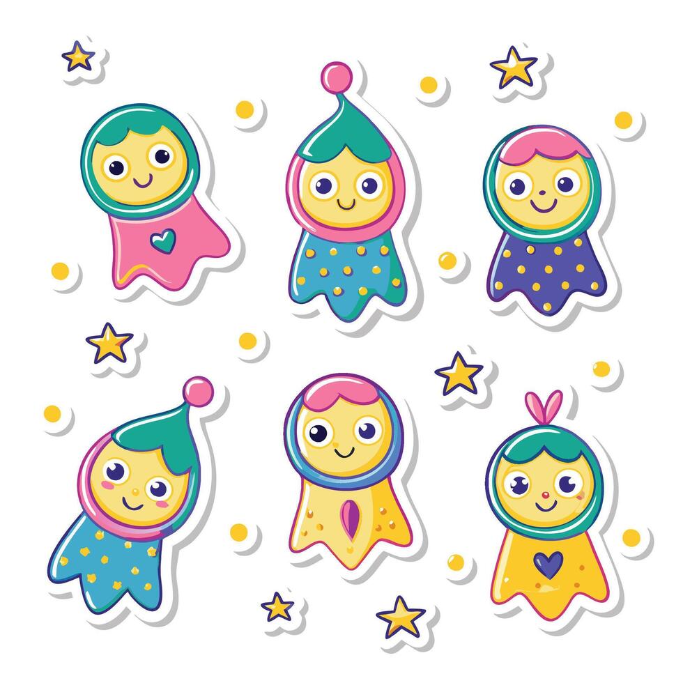 Cute cartoon space creatures vector