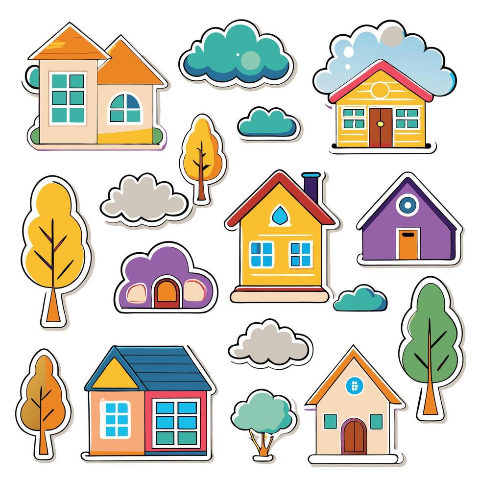 set of house icons illustration vector