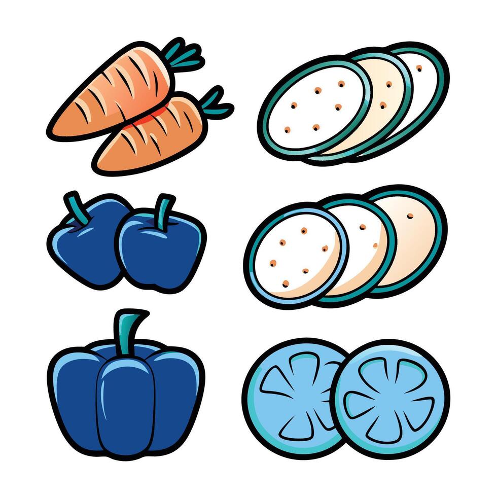 Colorful Vegetable Slices vector