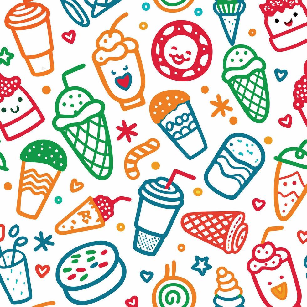 Cute food pattern vector