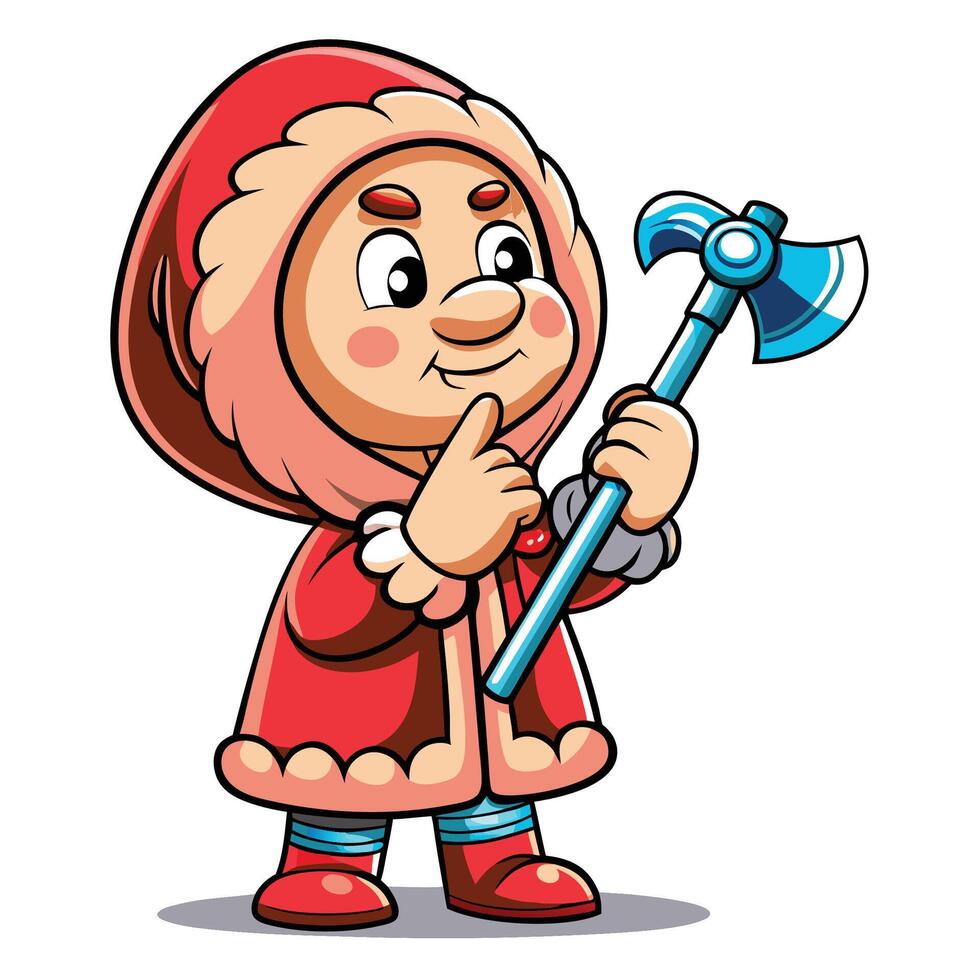 Cartoon character holding an axe vector