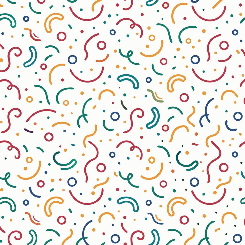a colorful pattern with circles and lines white background vector