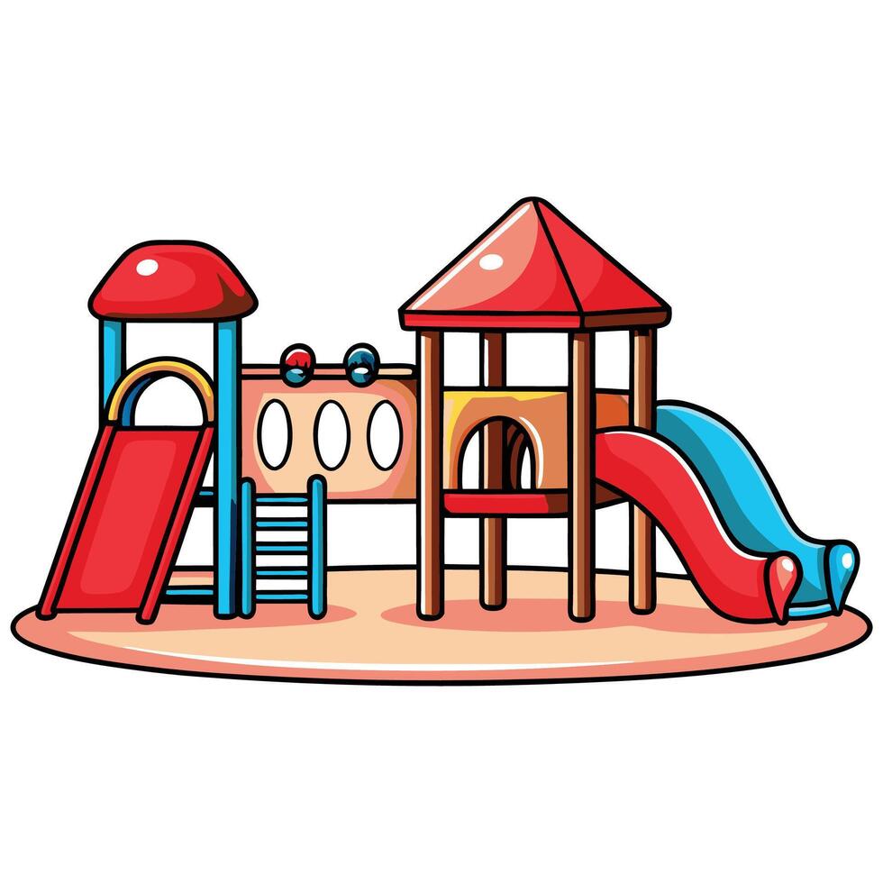 Colorful playground with slide and climbing structure vector