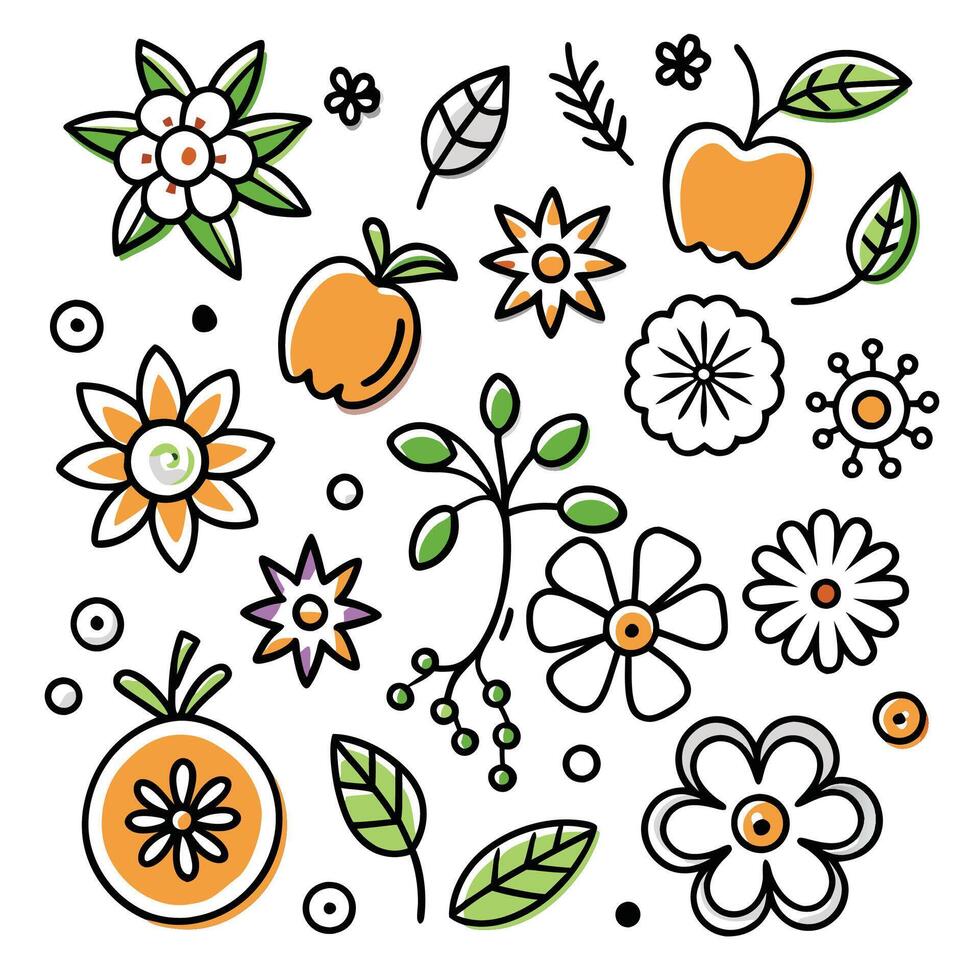 Cute Floral and Fruit Design vector