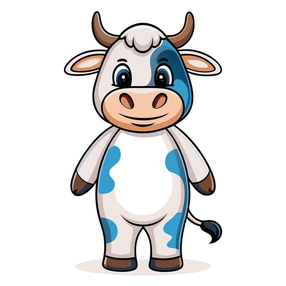 a cartoon cow ON A WHITE BACKGROUND with blue and white spots vector