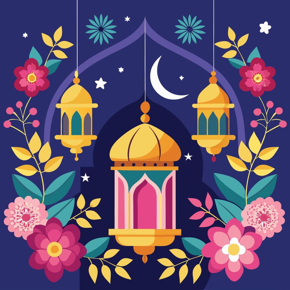 Floral Lantern Night vector